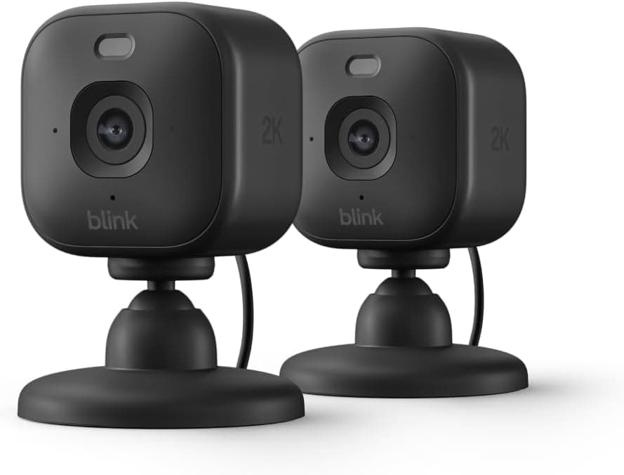 Blink Mini 2K+ Plug-In Indoor Security Camera, 2 Cameras, Black