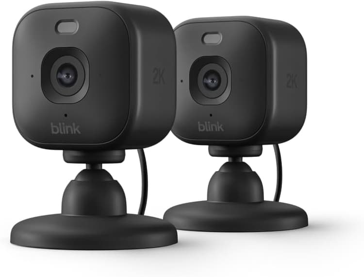 Blink Mini 2K+ Plug-In Indoor Security Camera, 2 Cameras, Black