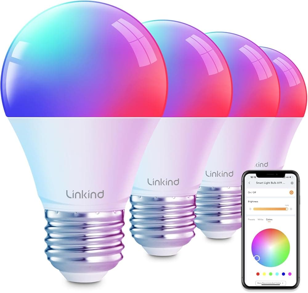Linkind Smart Light Bulbs, Color Changing, A19 E26, 4 Pack