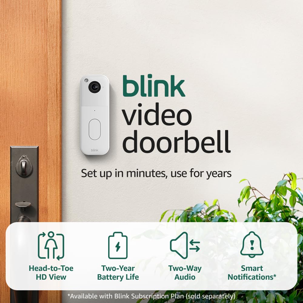 Blink Video Doorbell with Head-to-Toe HD View, Black